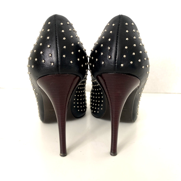 Giuseppe Zanotti Studded Pump Black Silver Metal Leather Slim Heel Almon… - Picture 6 of 9